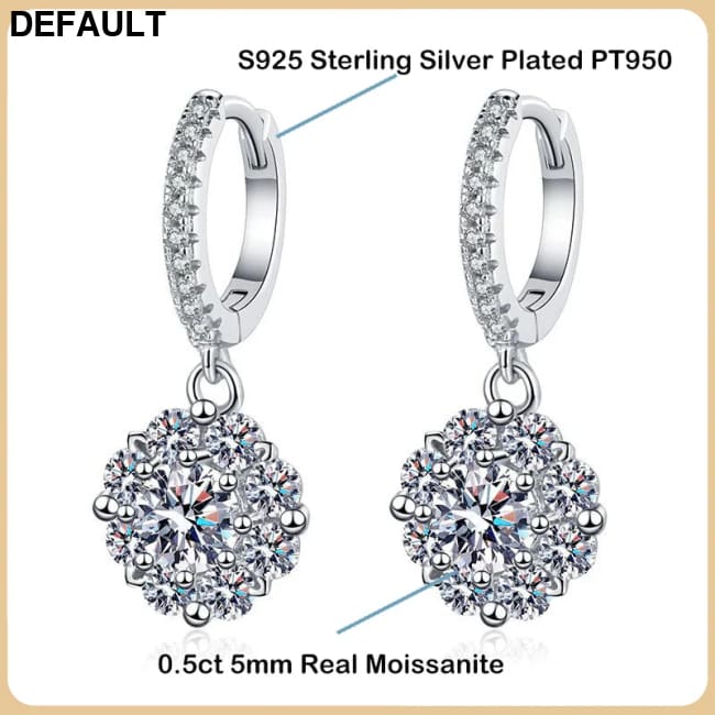 EWYA 0.5 Carat D Color Moissanite Diamond Screw Earrings for Women S925 Sterling Silver Plated PT950 Drop Earring Fine