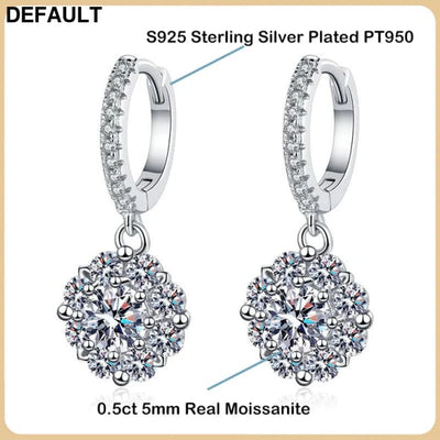EWYA 0.5 Carat D Color Moissanite Diamond Screw Earrings for Women S925 Sterling Silver Plated PT950 Drop Earring Fine