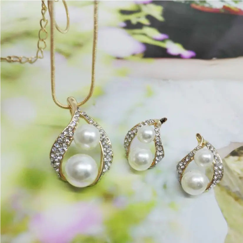 Europe and the United States foreign trade exquisite package with bridal jewelry set pearl water drop two Pearl