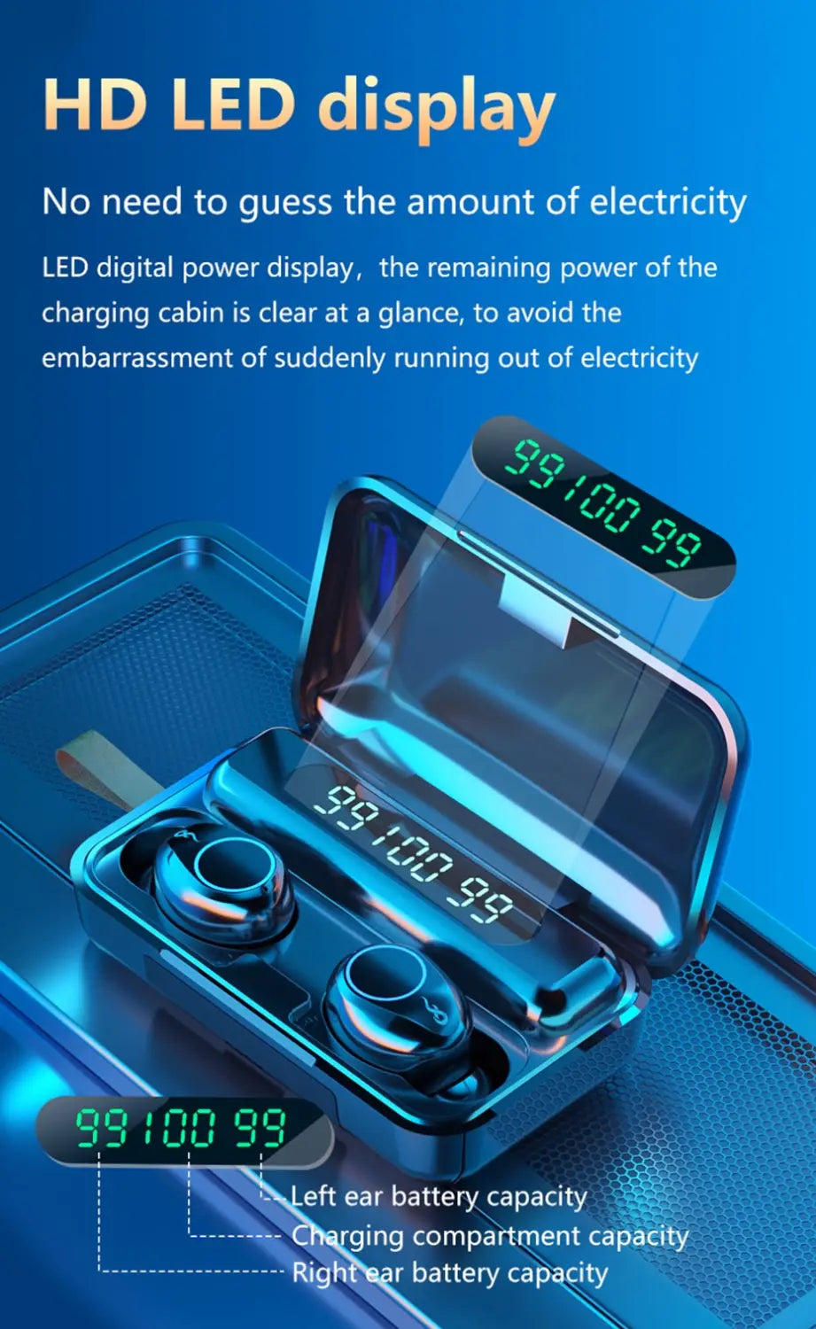TWS Wireless Bluetooth 5.0 Earphone 9D HiFi Stereo Sport Waterproof Headphones Touch Mini Earbuds Headset with 2000mAh