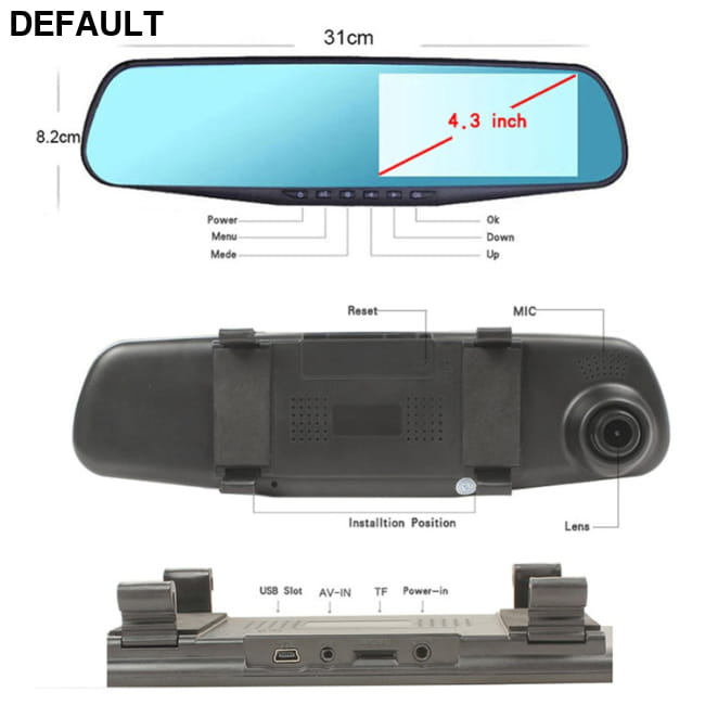 Factory wholesale Car Dash Cam 4.3’’ LCD FHD 1080p Dual None / Black DVR Cameras Video