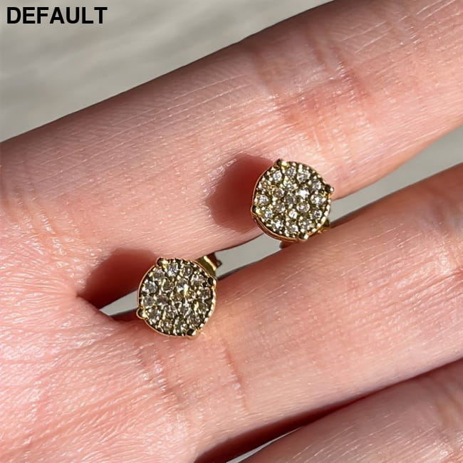 Fancy Round Shaped Stud Earrings Paved Shiny CZ Stone Men