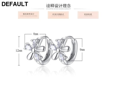 Fanqieliu Sterling 925 Silver Earrings Natural Crystal Small Flower Hoop For Woman FQL3235