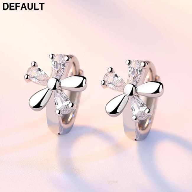 Fanqieliu Sterling 925 Silver Earrings Natural Crystal Small Flower Hoop For Woman FQL3235
