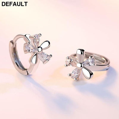 Fanqieliu Sterling 925 Silver Earrings Natural Crystal Small Flower Hoop For Woman FQL3235