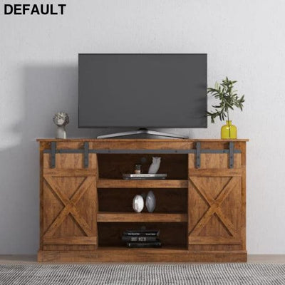 Farmhouse Sliding Barn Door TV Stand for up to 65 Inch Flat Screen Media Console Table Storage Cabinet Wood