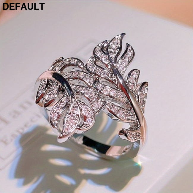 Fashion 925 Silver Plated Micro Pave Zircon Leaf Rings Sterling Best Selling Products