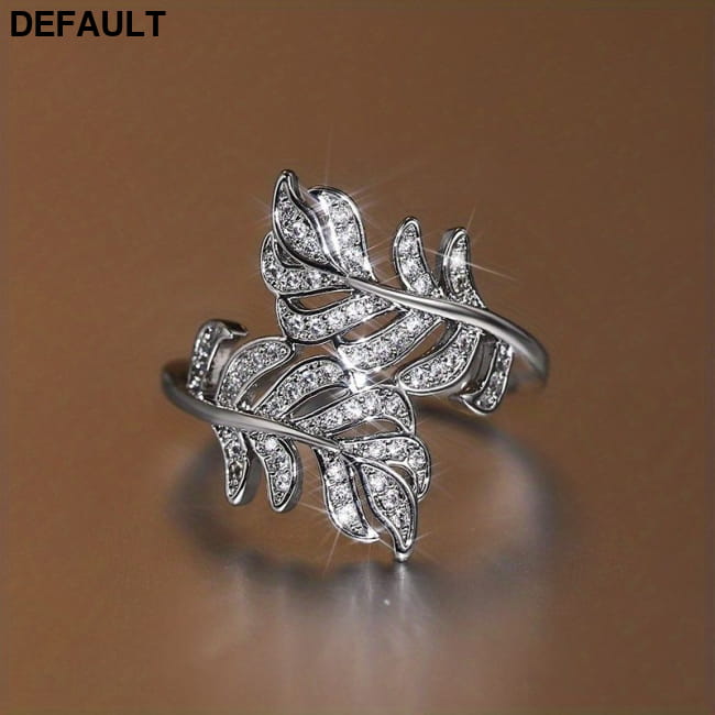 Fashion 925 Silver Plated Micro Pave Zircon Leaf Rings Sterling Best Selling Products