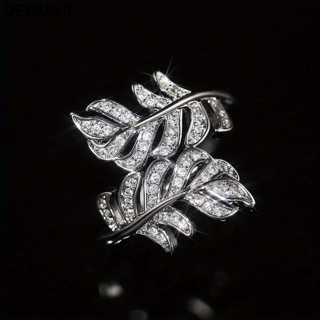 Fashion 925 Silver Plated Micro Pave Zircon Leaf Rings Sterling Best Selling Products