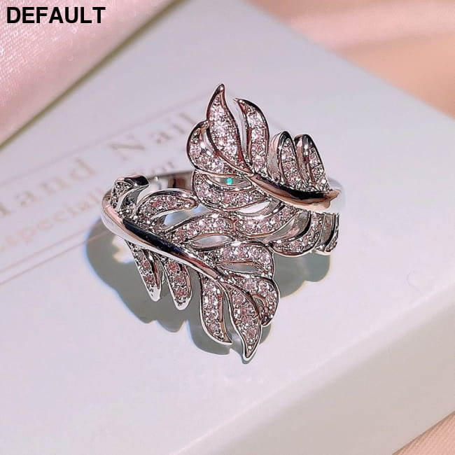 Fashion 925 Silver Plated Micro Pave Zircon Leaf Rings Sterling Best Selling Products