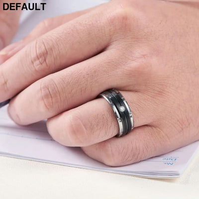 Fashion Couple Rings Women’s White Rhinestones Zircon Ring Sets Men’s Stainless Steel Stones Wedding Band Jewelry Best