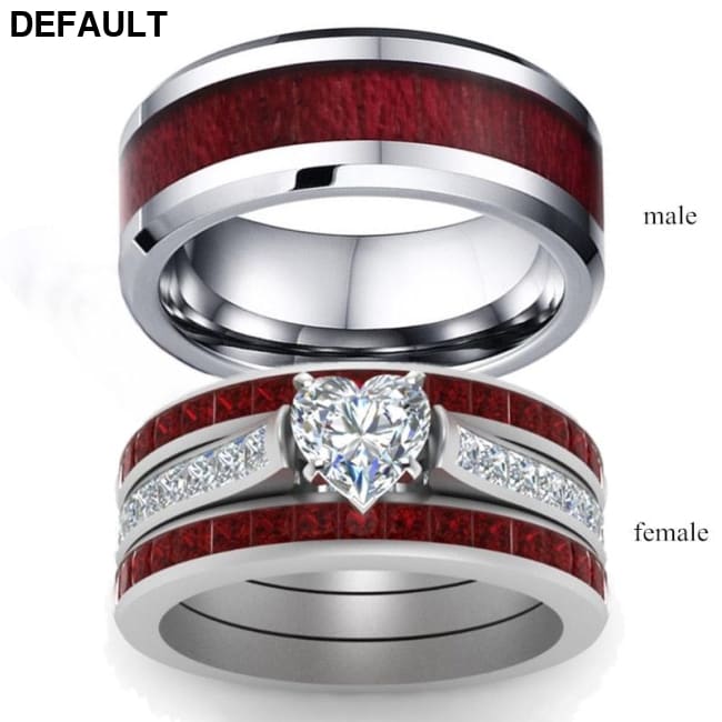 Fashion Jewelry Brown Red Stainless Steel Couple Ring Casual Male Elegant Female Engagement Valentine’s Day Gift