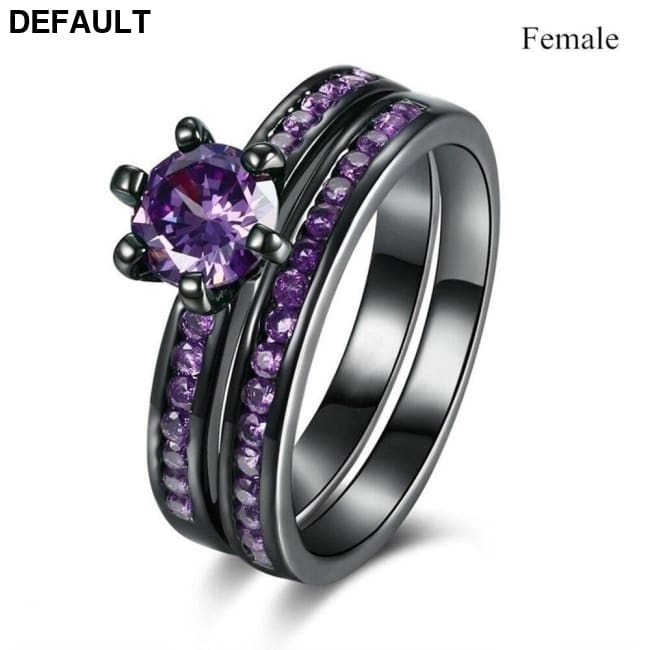 Fashion Jewelry Luxury Dark Purple Zirconia Stainless Steel Couple Ring Engagement Valentine’s Day Gift Wedding Rings