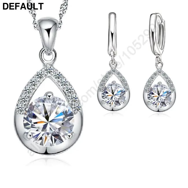 Fashion Jewelry Sets Pure 925 Sterling Silver White Gold Top Quality Earrings Necklace Set For Women Wedding Dress SET