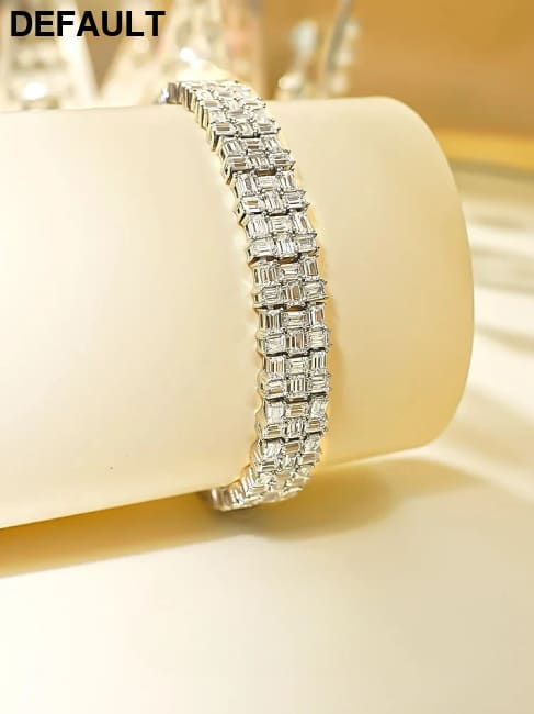 Fashion Light Luxury Simple Green Cut Inlaid High Carbon Diamond 925 Versatile Silver Bracelet Wedding Jewelry Men