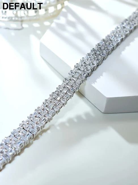 Fashion Light Luxury Simple Green Cut Inlaid High Carbon Diamond 925 Versatile Silver Bracelet Wedding Jewelry Men