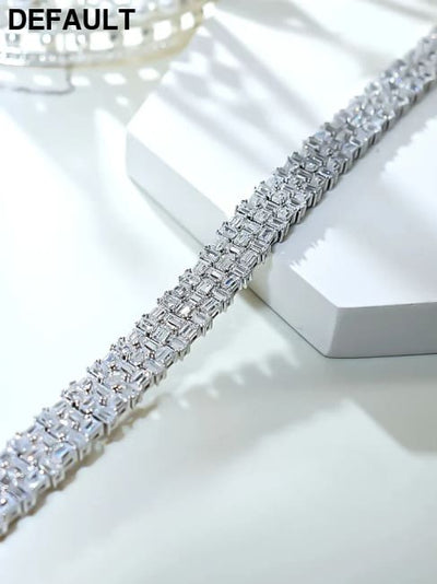 Fashion Light Luxury Simple Green Cut Inlaid High Carbon Diamond 925 Versatile Silver Bracelet Wedding Jewelry Men