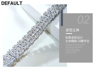 Fashion Light Luxury Simple Green Cut Inlaid High Carbon Diamond 925 Versatile Silver Bracelet Wedding Jewelry Men