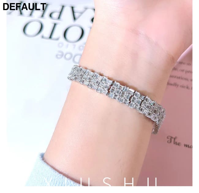 Fashion Light Luxury Simple Green Cut Inlaid High Carbon Diamond 925 Versatile Silver Bracelet Wedding Jewelry Men