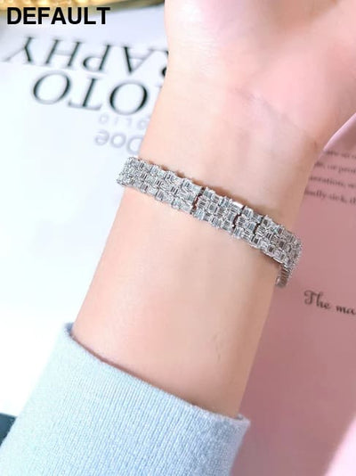 Fashion Light Luxury Simple Green Cut Inlaid High Carbon Diamond 925 Versatile Silver Bracelet Wedding Jewelry Men