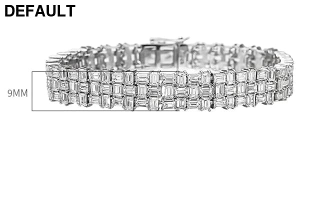 Fashion Light Luxury Simple Green Cut Inlaid High Carbon Diamond 925 Versatile Silver Bracelet Wedding Jewelry Men