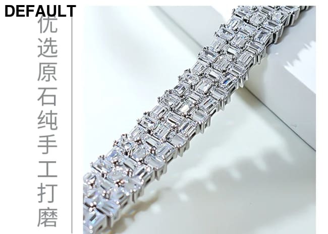 Fashion Light Luxury Simple Green Cut Inlaid High Carbon Diamond 925 Versatile Silver Bracelet Wedding Jewelry Men