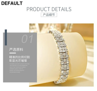 Fashion Light Luxury Simple Green Cut Inlaid High Carbon Diamond 925 Versatile Silver Bracelet Wedding Jewelry Men