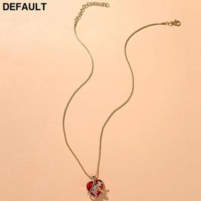 Fashion Luxury Heart Shaped Crystal Necklace Ruby Pendant Female Banquet Party Wild Jewelry Christmas Gift Golden