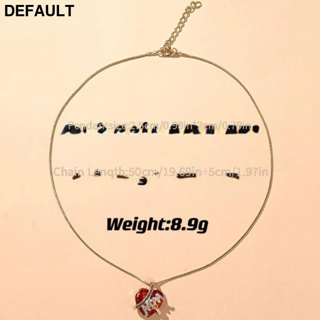 Fashion Luxury Heart Shaped Crystal Necklace Ruby Pendant Female Banquet Party Wild Jewelry Christmas Gift Golden