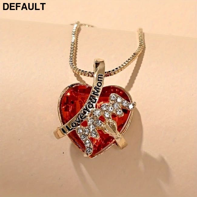 Fashion Luxury Heart Shaped Crystal Necklace Ruby Pendant Female Banquet Party Wild Jewelry Christmas Gift Golden