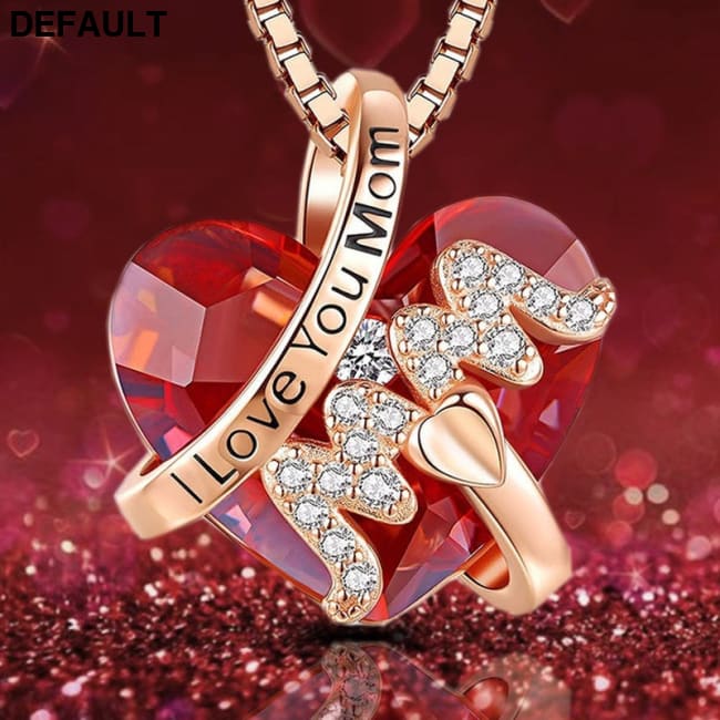 Fashion Luxury Heart Shaped Crystal Necklace Ruby Pendant Female Banquet Party Wild Jewelry Christmas Gift Golden