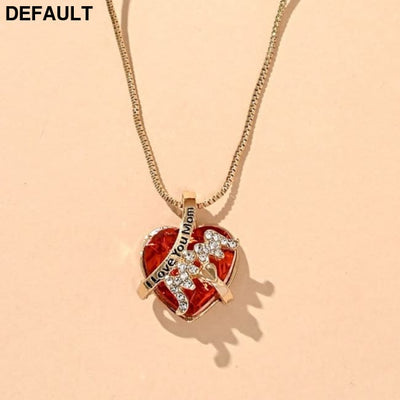 Fashion Luxury Heart Shaped Crystal Necklace Ruby Pendant Female Banquet Party Wild Jewelry Christmas Gift Golden