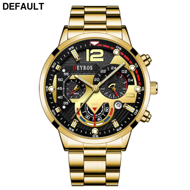 Fashion Mens Sports Watches Luxury Stainless Steel Quartz Gold Black / CN Men Sport