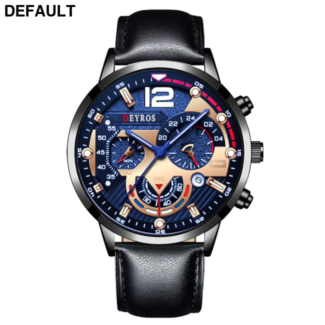 Fashion Mens Sports Watches Luxury Stainless Steel Quartz Leather Black Blue / CN Men Sport