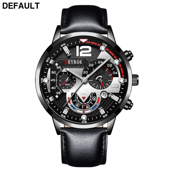 Fashion Mens Sports Watches Luxury Stainless Steel Quartz Leather Black Silver / CN Men Sport