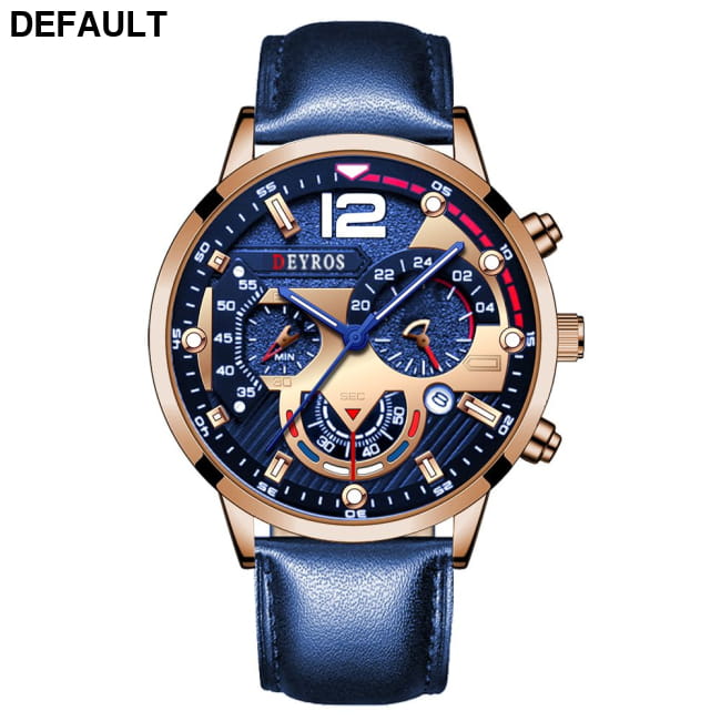 Fashion Mens Sports Watches Luxury Stainless Steel Quartz Leather Rose Blue / CN Men Sport