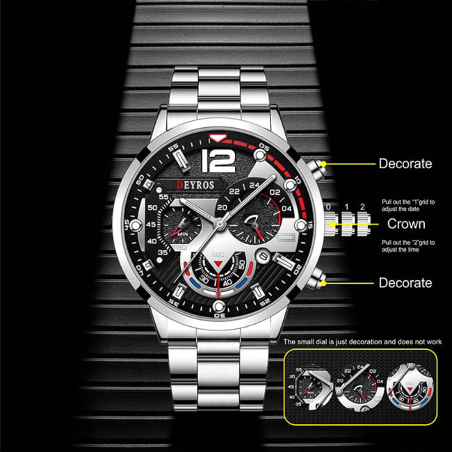 Fashion Mens Sports Watches Luxury Stainless Steel Quartz Men Sport