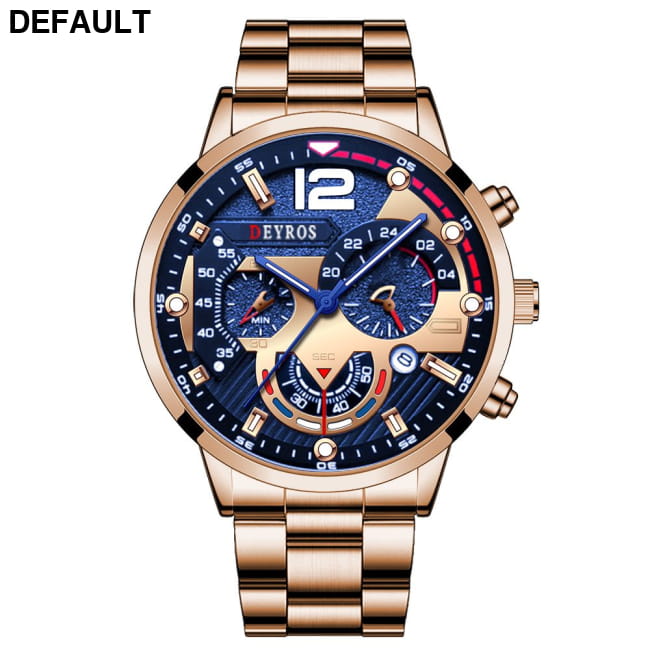 Fashion Mens Sports Watches Luxury Stainless Steel Quartz Rose Blue / CN Men Sport