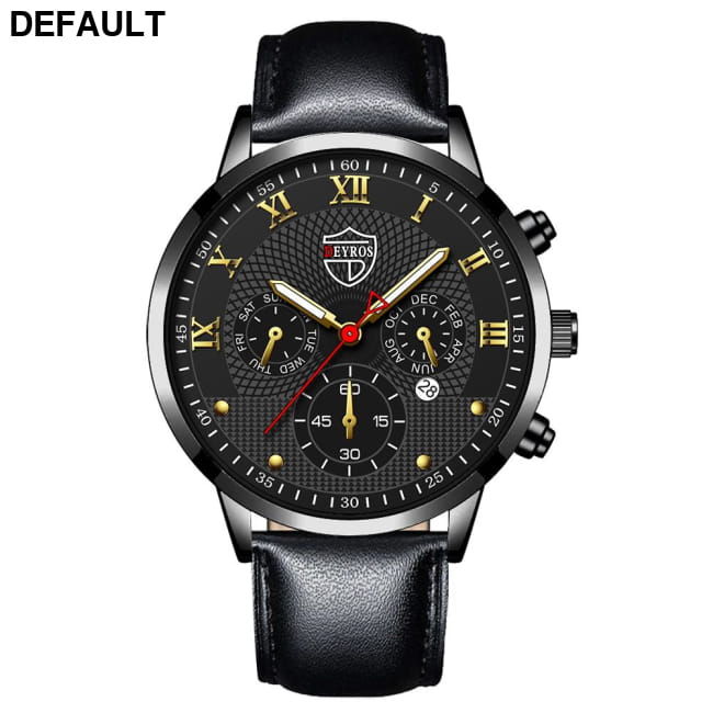Fashion Mens Watches for Men Sports Luminous Clock Leather Black Gold / 1 Sport