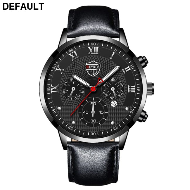 Fashion Mens Watches for Men Sports Luminous Clock Leather Black Silver / 1 Sport