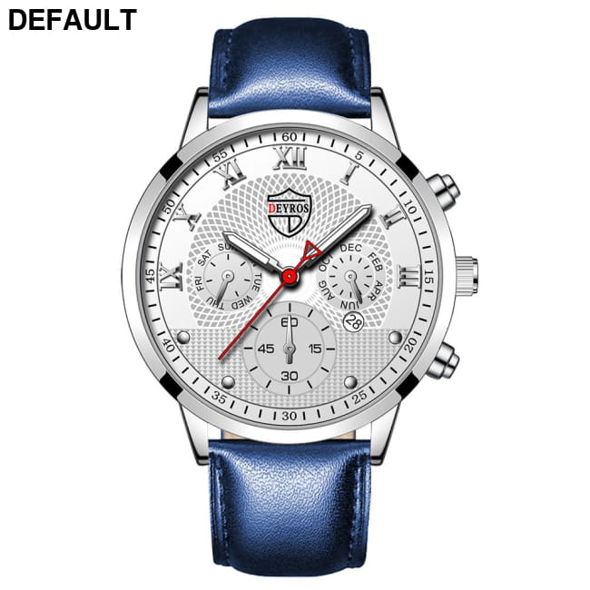 Fashion Mens Watches for Men Sports Luminous Clock Leather Blue White / 1 Sport