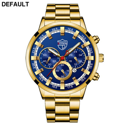 Fashion Mens Watches Luxury Men Sports Gold Stainless Steel Quartz Wrist Watch Man Business Casual Leather часы мужские