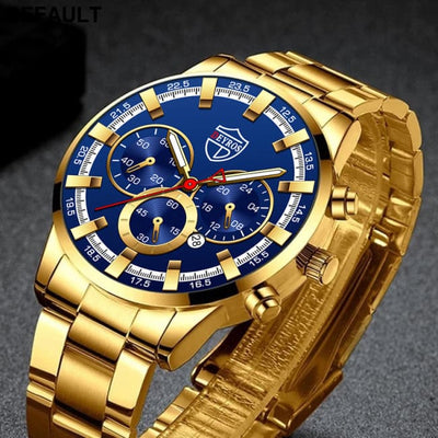 Fashion Mens Watches Luxury Men Sports Gold Stainless Steel Quartz Wrist Watch Man Business Casual Leather часы мужские