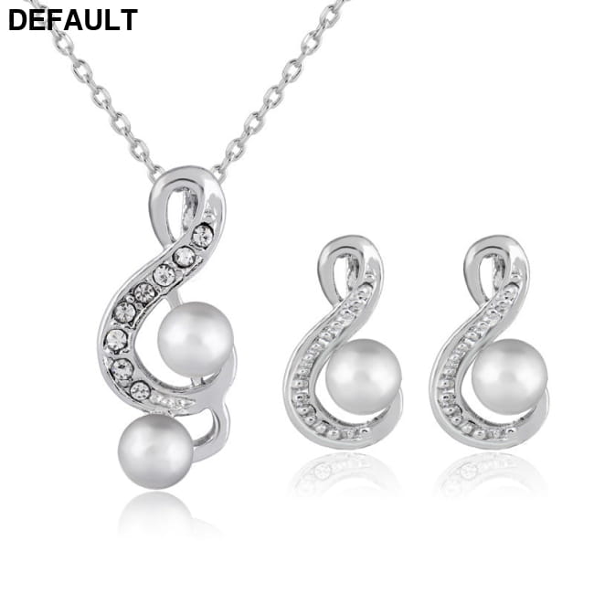 Fashion pearl two sets of simple and elegant bride wedding default Sterling Silver Necklace Jewelry