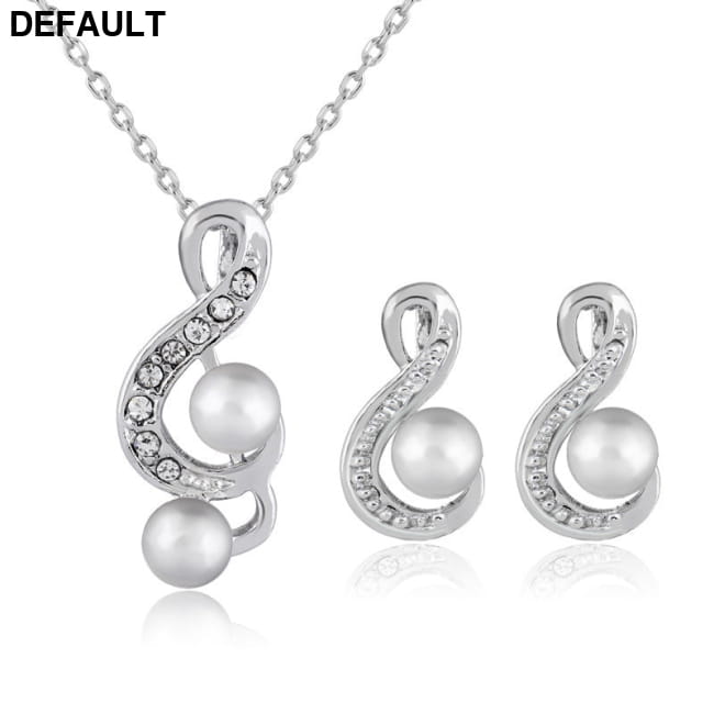 Fashion pearl two sets of simple and elegant bride wedding default Sterling Silver Necklace Jewelry