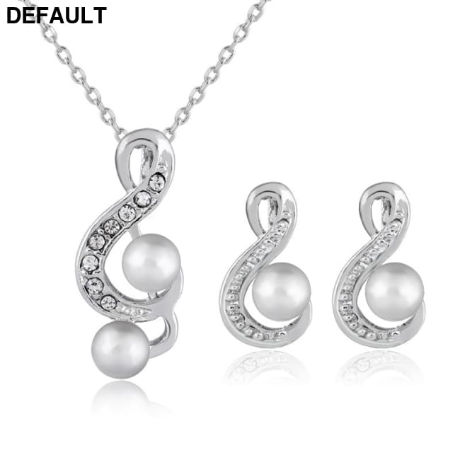 Fashion pearl two sets of simple and elegant bride wedding jewelry set Danbi default Sterling Silver Necklace Sets