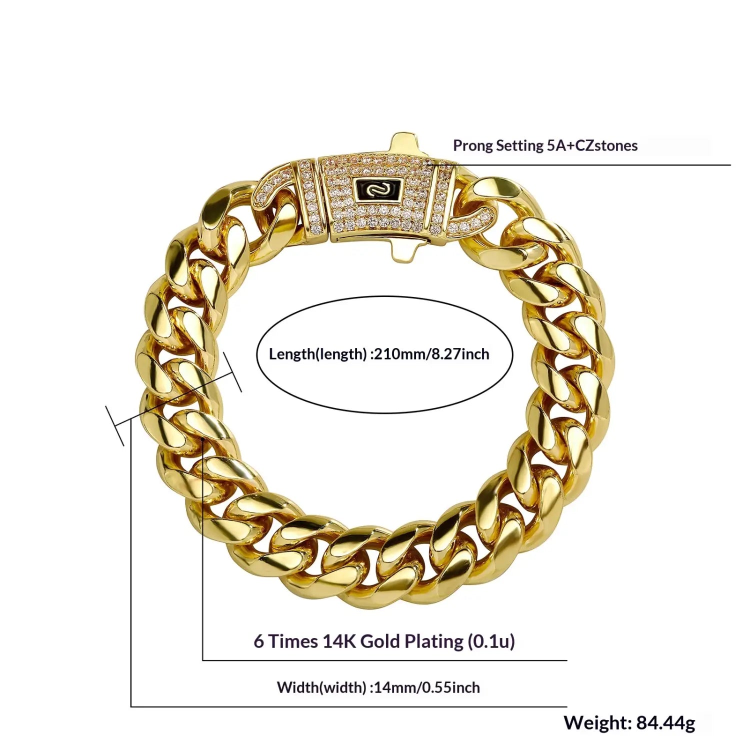 European And American Stainless Steel Cuban Link Bracelet For Men