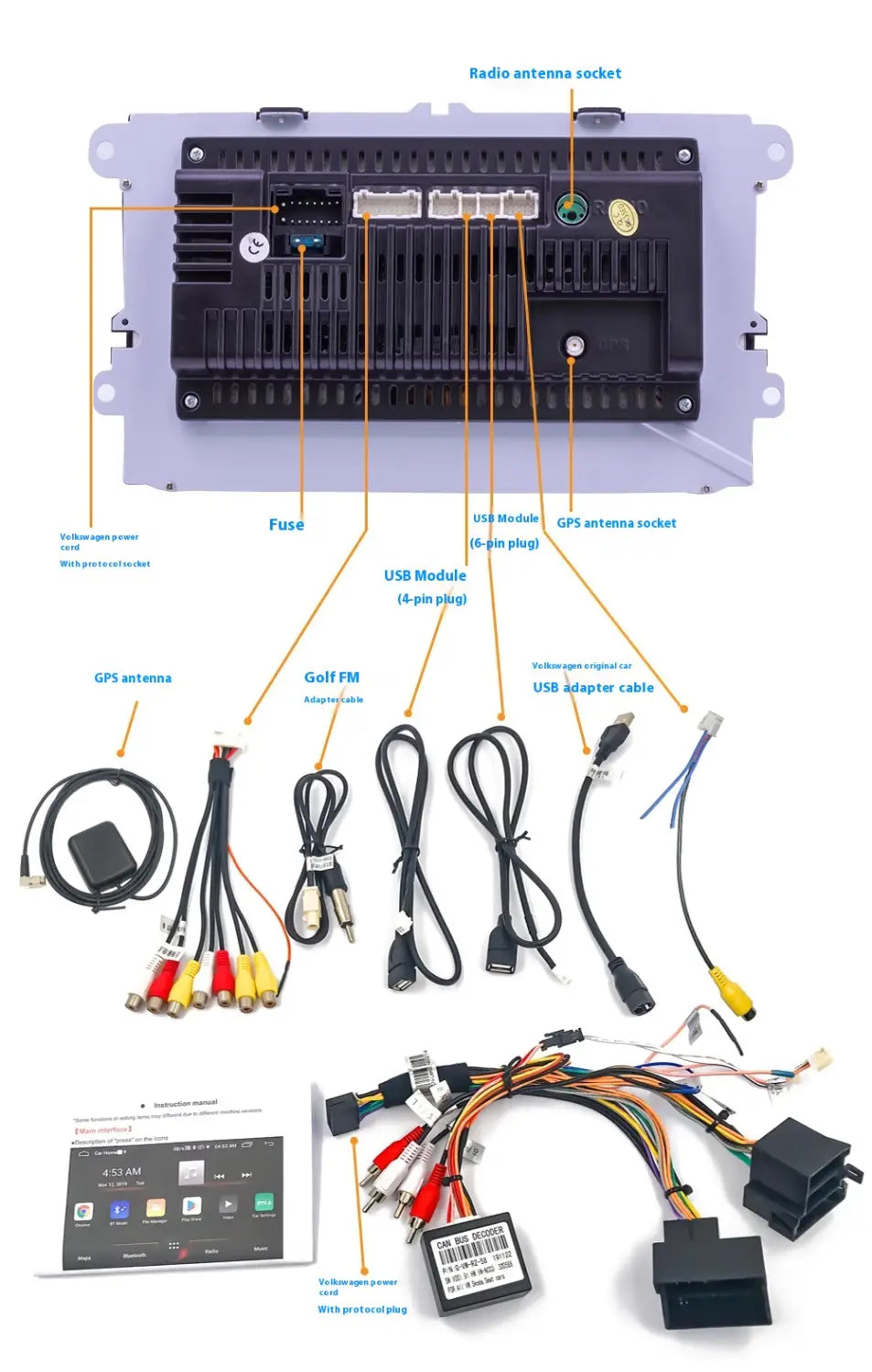 New Android 9-inch Car Bluetooth GPS Navigation Integrated Host