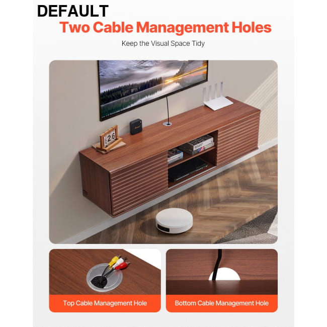 Floating TV Stand 60’’ Wall Mount Entertainment Center walnut Home Stands Centers &