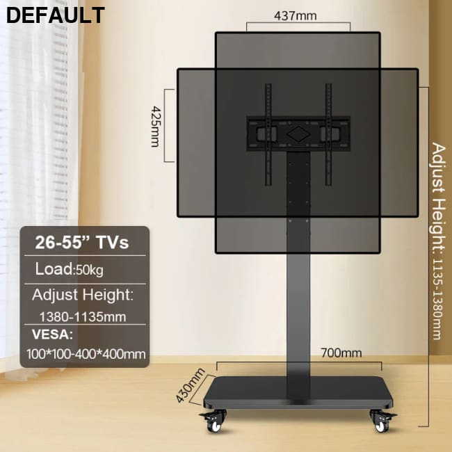 Floor TV Stand with Power Outlet Universal for 26-65 inch TVs up to 110 lbs Height Adjustable Swivel black Home Stands